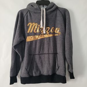 MIZZOU SEC University of Missouri Sequin Gray Hoodie Sweatshirt Ladies Size M